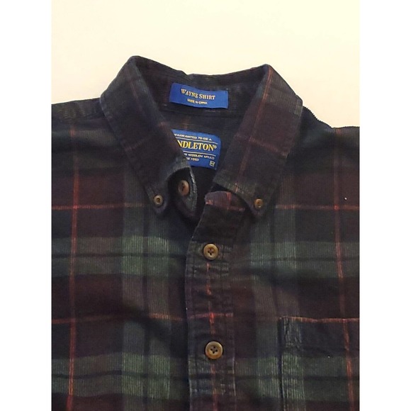 Pendleton Wayne Corduroy Shirt Plaid Button Up Collared Plaid Men's Size Medium - Picture 4 of 9